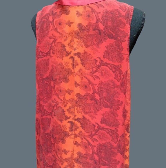 Elegant Silk Red and Orange Sleeveless Dress - Picture 5 of 5